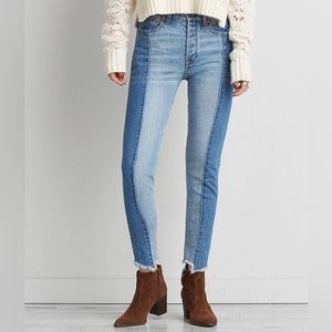 American eagle two toned mom jeans size 8